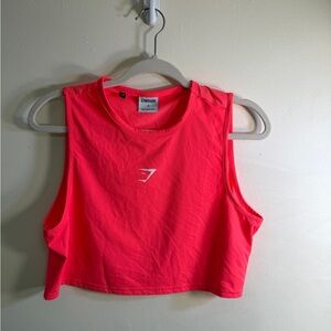 Gymshark Neon Pink Sleeveless Cropped Tank Top - Size S